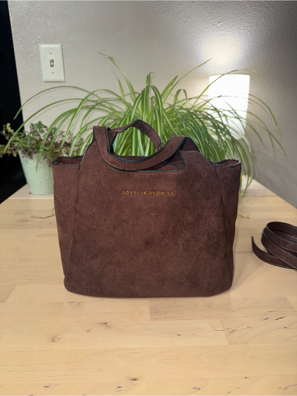 Poppy & Peonies The Pick Me Up Tote Espresso Suede